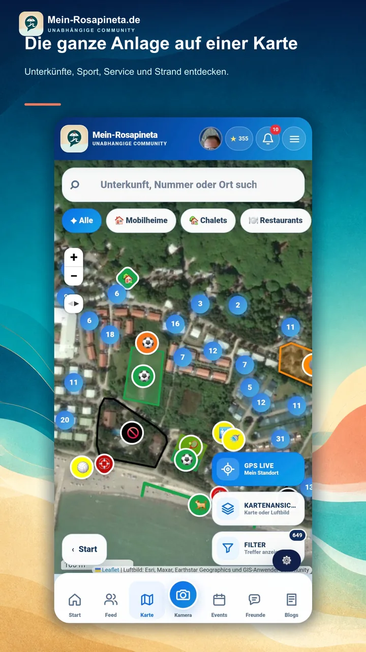 Interactive map in the Mein-Rosapineta app